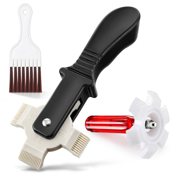 AC Fin Comb Set with 2 Fin Straighteners and Coil Cleaning Brush, HVAC Repair Tool for Air Conditioner Condenser, Evaporator, Radiator and Automotive Cooling Coils, Covers 8-22 FPI