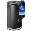 Elite Gourmet 1.7L Cool-Touch 1500W Fast Boil Electric Kettle, Fully Stainless Steel Lid & Interior BPA Free, Double Wall, Auto Shut-Off, Black
