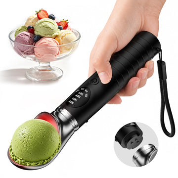 Beyn Heated Ice Cream Scoop Rechargeable with Removable Head, 4 Temperature Settings Electric Warming Scooper LED Display for Hard Ice Cream, Easy for Seniors & Kids, IP67 Waterproof, Fast Charge