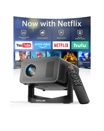 Native 1080P Portable Mini Projector, 4K Support Projector for Bedroom | Built-in Apps, Auto Keystone, WiFi 6, Bluetooth 5.4, 180° Ceiling Rotation, HDMI USB TV Stick Compatible
