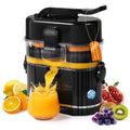 Electric Orange Juicer, Dual-Head Citrus Juicer Squeezer with Power Cord & Cleaning Brush, Built-in Cutter, One-Touch Automatic Electric Juicer Machine for Orange, Lemon and Grapefruit, Black