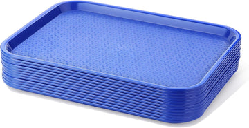 New Star Foodservice Blue Plastic Fast Food Tray, 10 by 14-Inch, Set of 12, Basket Weave Design