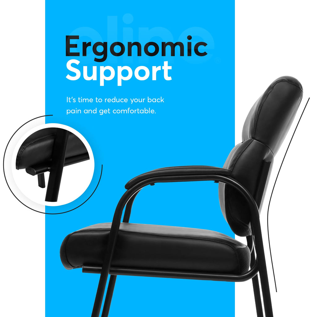 Oline Leather Guest Chair with Padded Arms, Reception Meeting Conference Waiting Room Lobby Home Desk Big and Tall Executive Office Chair,