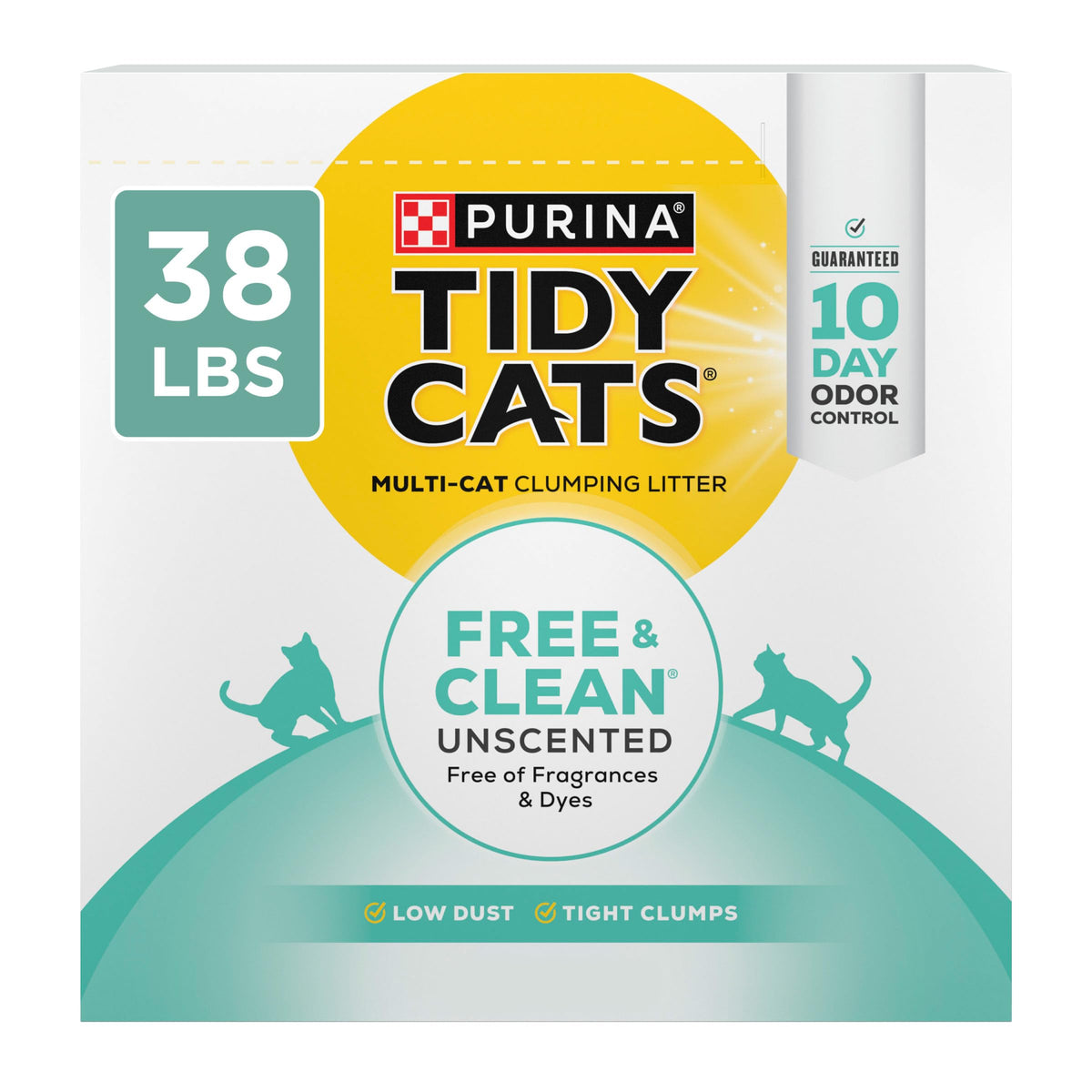 Purina Tidy Cats Free and Clean Unscented Clumping Cat Litter with Odor Control - 38 lb. Box