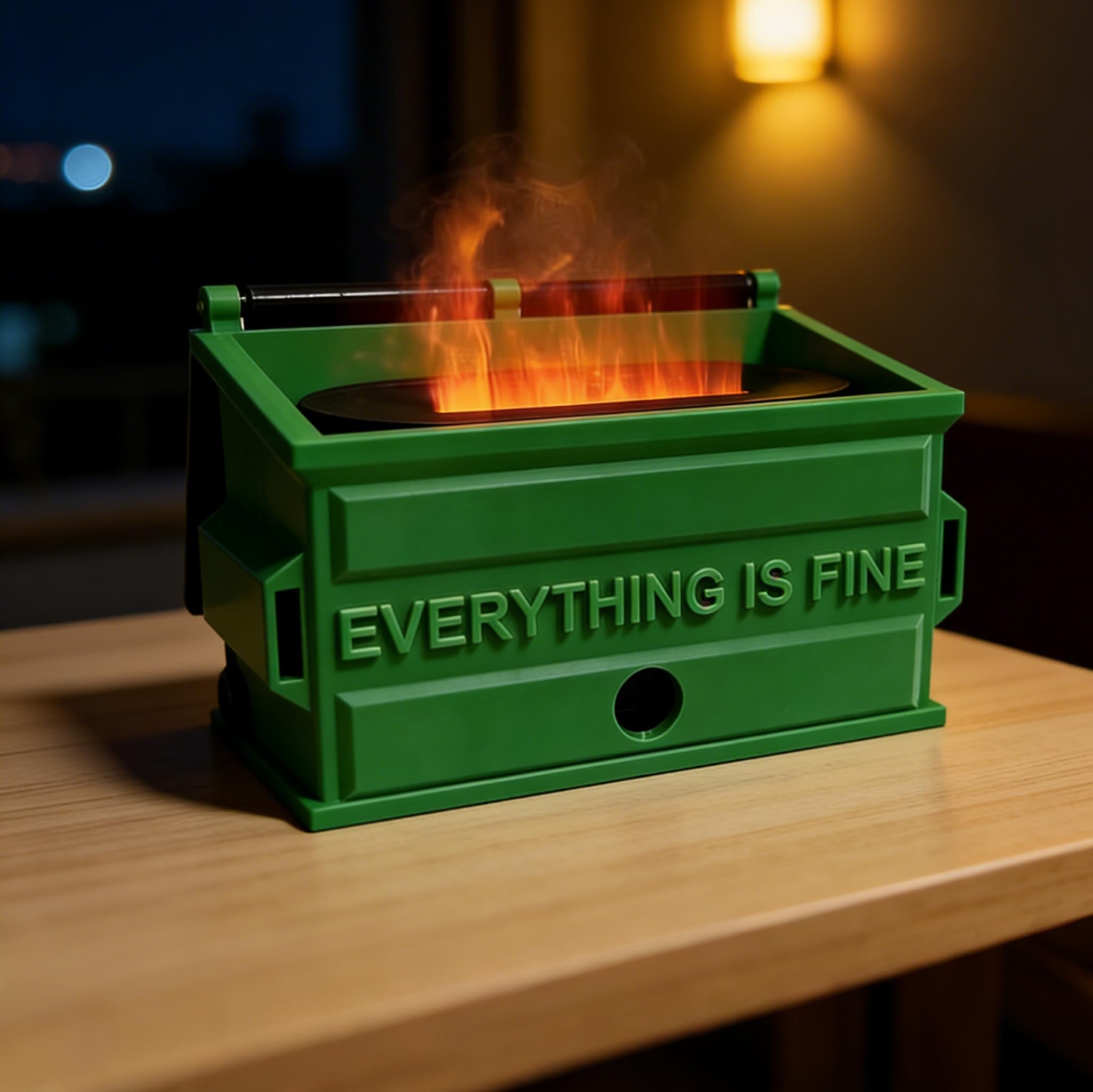 Dumpster Fire Desk Accessories Humidifier – Funny Flame Effect Mini Humidifier, Emotional Support Dumpster Fire Office Desk Accessory Gift for Stress Relief, Bedroom, Home, or Workspace