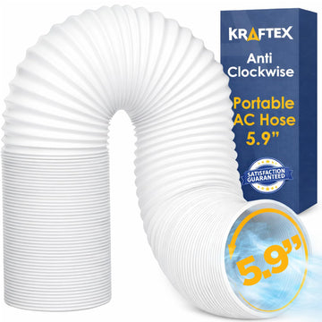 Portable Air Conditioner Hose. AC Exhaust Hose Vent with 5.9" Diameter, Anti-Clockwise Thread & Length up to 80". Portable AC Hose Compatible with LG, Delonghi and Many More.