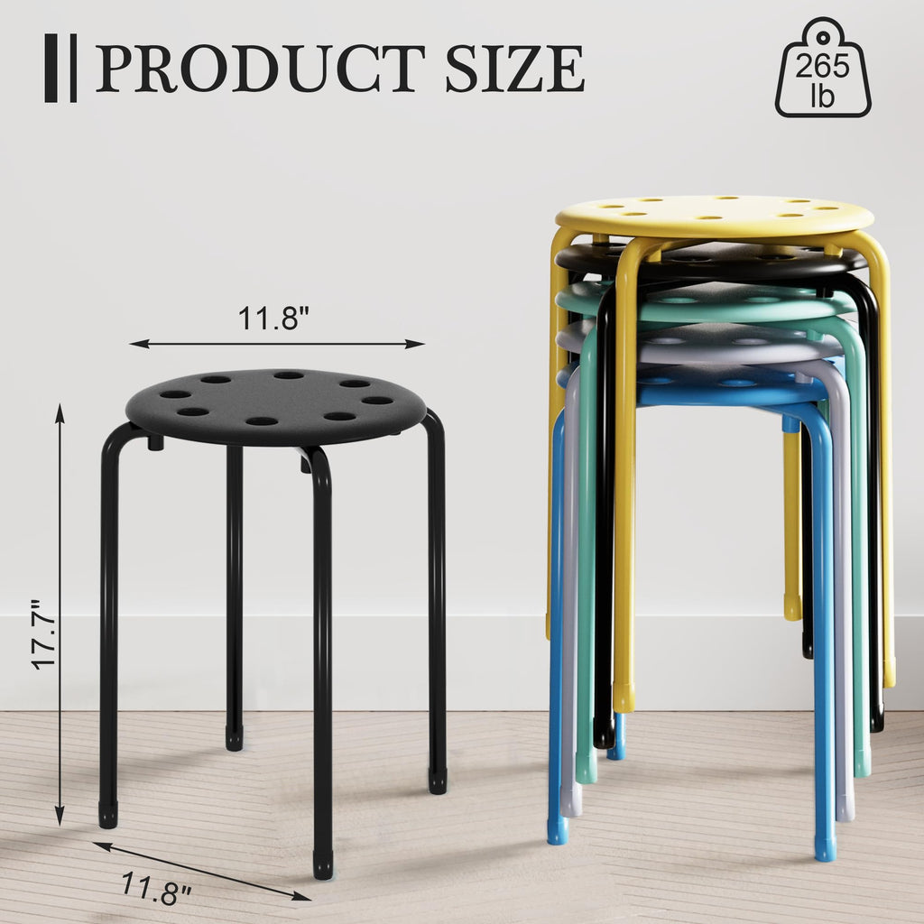 Vecelo 6-piece Stacking Stools, 17.7 Inch Standard Height, Portable Stackable Colorful Decoration Stools for School Classroom and Office Use,