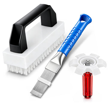 Dreyoo 3 Pcs AC Fin Comb Cleaner Kit, 2-in-1 AC Fin Straightener & Coil Cleaner Brush, Radiator Repair Comb and Automotive Condenser Tool, Straighten & Clean Air Conditioner Fins for Evaporator RV