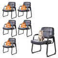 Clatina Set of 6 Big & Tall 400 Lbs Waiting Room Guest Chair, Leather Office Reception Chair No Wheels with Backrest Wide Seat and Padded Arms