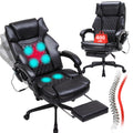 Massage Office Chair with Foot Rest 6 Points Vibration and Heat Home Office Desk Chairs for Heavy People 400lbs Reclining Managerial Chairs