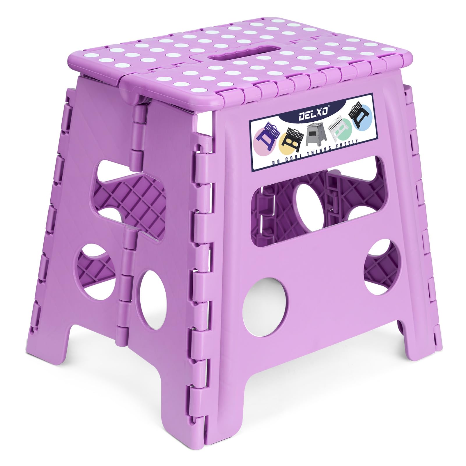 Delxo Folding Step Stool 13 Inch,300 Lbs Step Stool for Adults Purple, Light Purple