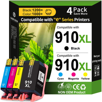 910XL Ink Cartridges Combo Pack Replacement for 910XL Ink Cartridges for HP Printers Work with OfficeJet Pro 8025e 8025 8028e 8028 8035e 8035 OfficeJet 8015e 8022e 8015 8022 Printers (4 Pack)