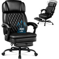 400lbs Executive Office Chair with Foot Rest for Heavy People, Ergonomic Big and Tall Desk Chair with Adjustable Headrest, High Back Pu Leather
