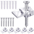 Blulu 20 Pack Mirror Holder Clips, Offset 0.24 Inch/ 6 mm, Glass Mirror Hanging Kit for Wall Mounting Hanging Retainer Fasteners with Screw and Anchors for Fixing Cabinet Door(Classic Style)