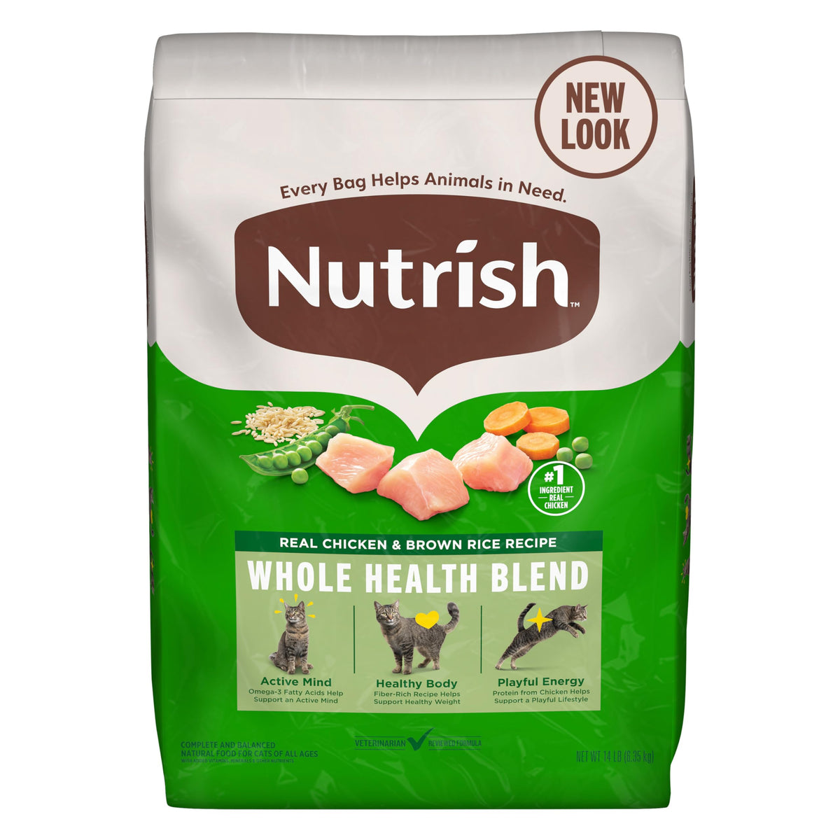 Nutrish Premium Natural Dry Cat Food, Real Chicken & Brown Rice Recipe, 14 Pounds (Packaging May Vary), (Rachael Ray Nutrish)