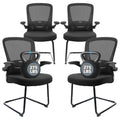 Clatina Office Guest Chair No Wheels, Ergonomic Mesh Desk Chair Adjustable Lumbar Support and Flip Up Arms, Sled Base for Office Guest &