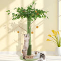 Cat Scratching Post, 45 Inch Tall Cat Scratcher Tree for Indoor Cats Adults with Natural Sisal Rope, Large Scratching Posts with Rubber Brush, 3-Layer Solid Wood Base and Balls Track Toy