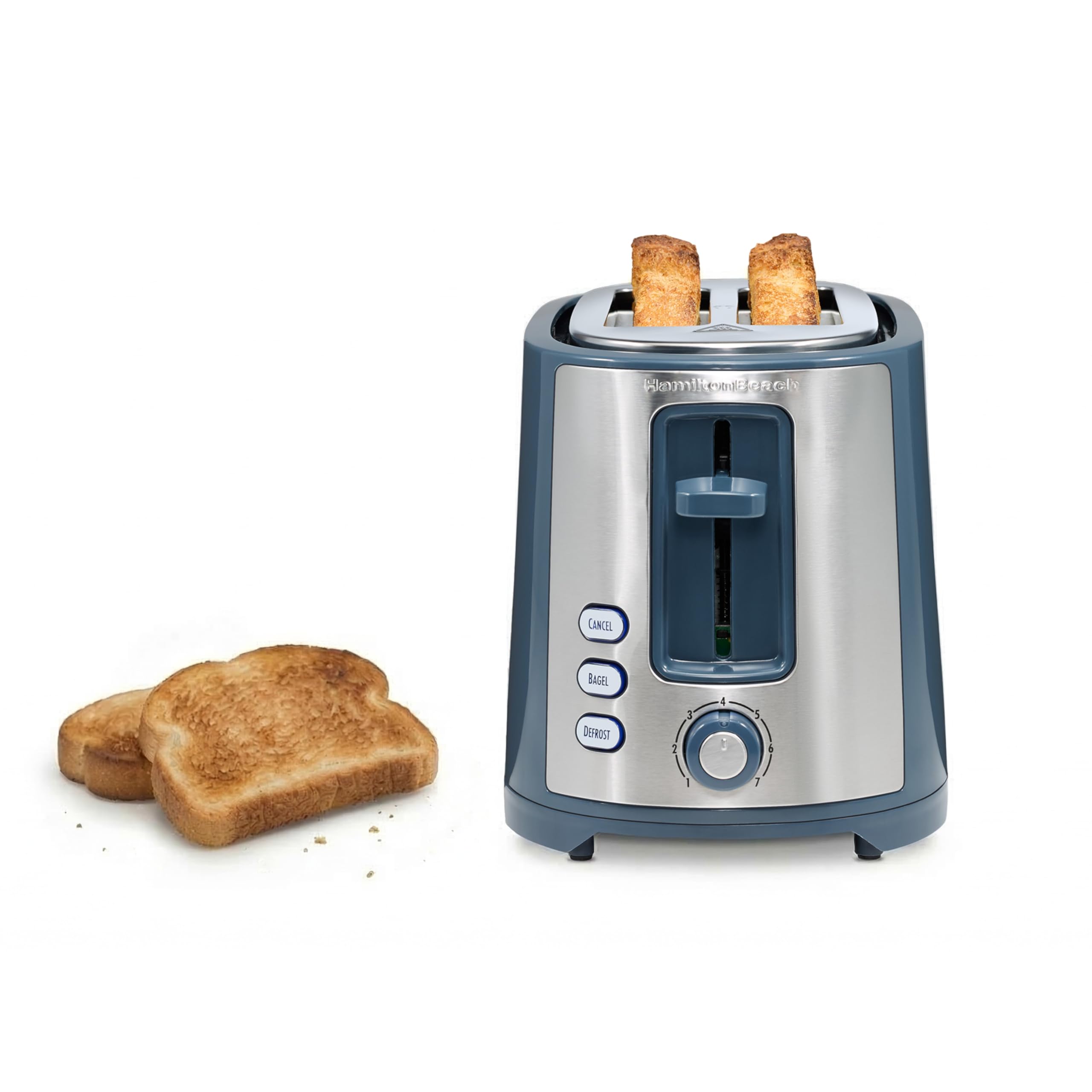 Hamilton Beach 2 Slice Extra Wide Slot Toaster with Bagel & Defrost Settings, Shade Selector with 7 Browning Levels, Toast Boost, Auto Shutoff, Kitchen Makeover Blue (22634)