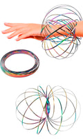 Flow Ring Spinner Ring Arm Toy 5.1" - Rust Resistant Stainless Steel Infinity Loop Flow Rings with Changing Colors & Geometric Spin- Flat Folding, Kinetic Magic Rings for Relaxation & Calming Motion
