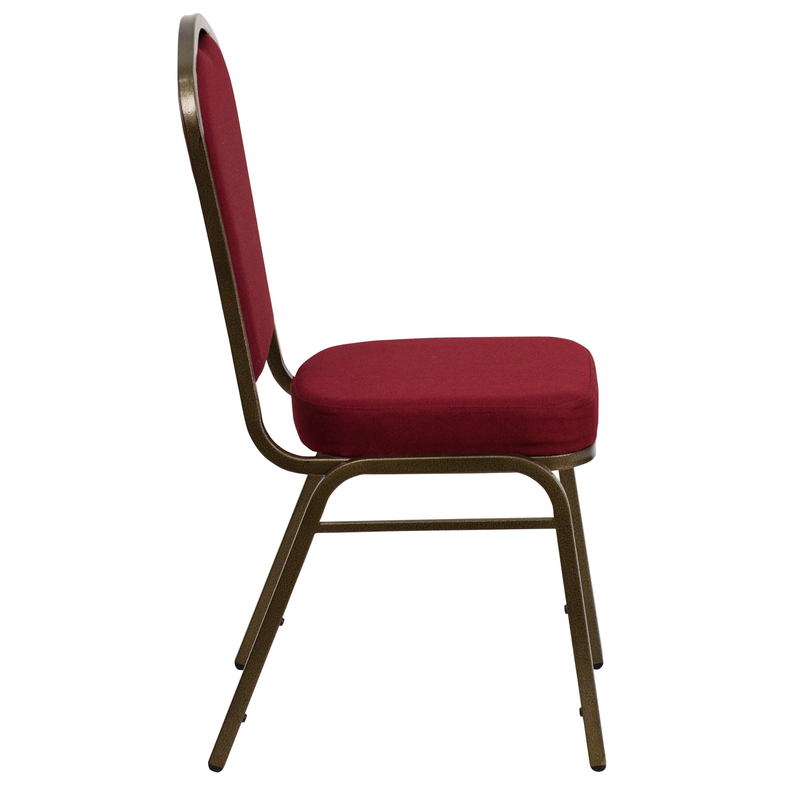 Flash Furniture Hercules Fabric Crown Back Banquet Chair, Burgundy, 4-pack, Set of 4, Burgundy Fabric/gold Vein Frame