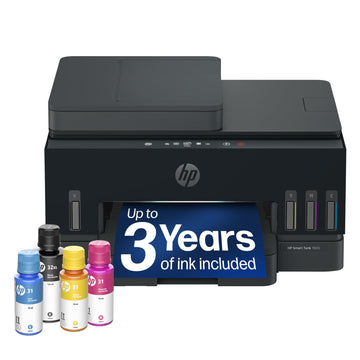 HP Smart Tank 7603 Wireless All-in-One Ink Tank Printer, Scanner, Fax, Copier with up to 3 Years of Ink Included, Best-for-Home Office, Cartridge-Free Refillable, AI-Capable (D34F7A)