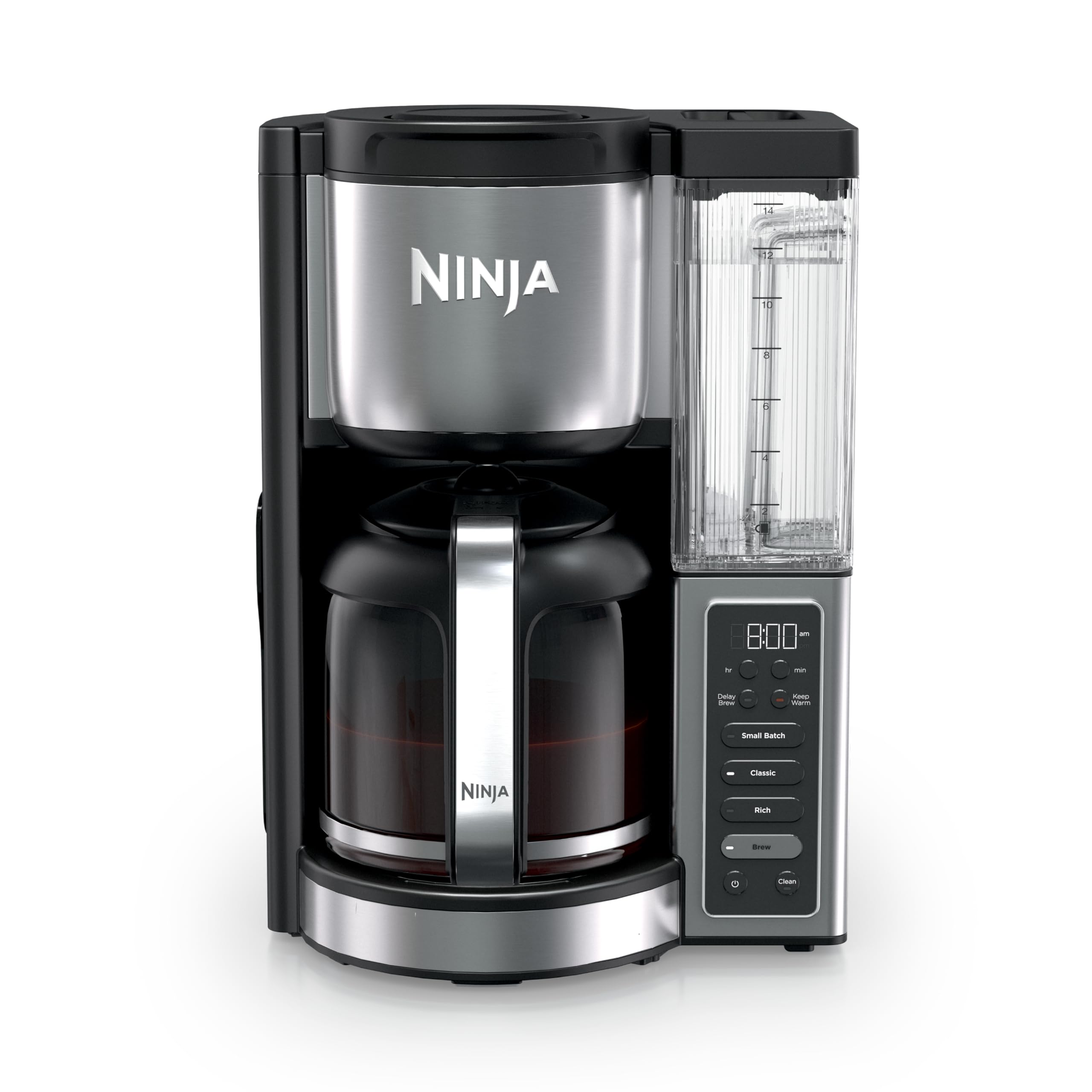 Ninja Fresh Brew™ Drip Coffee Maker, Programmable 14 Cup Glass Carafe, Classic and Rich, 70 Ounces Removable Water Reservoir, Small Batch, Delay, Adjustable Warming Plate, Stainless Steel, CE451