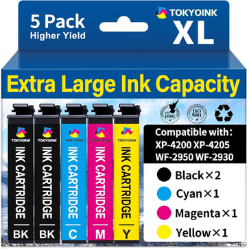 TOKYOINK Remanufactured Ink Cartridge Replacement for EPSON 232 232XL Ink Cartridges Combo Pack Compatible with XP-4200 XP-4205 WF-2930 WF-2950 Printer Ink Cartridges (2Black, Yellow, Magenta, Cyan)