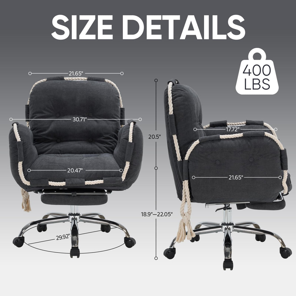 Cjdsec Criss Cross Office Chair with Foot Rest Flip Armrests for Pets and Cross Legged Office Chairs for Women Reclining Office Desk Chair