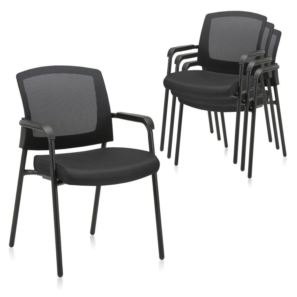 Clatina Office Reception Guest Chair Mesh Back Stacking with Ergonomic Lumbar Support and Thickened Seat Cushion for Waiting Conference Room