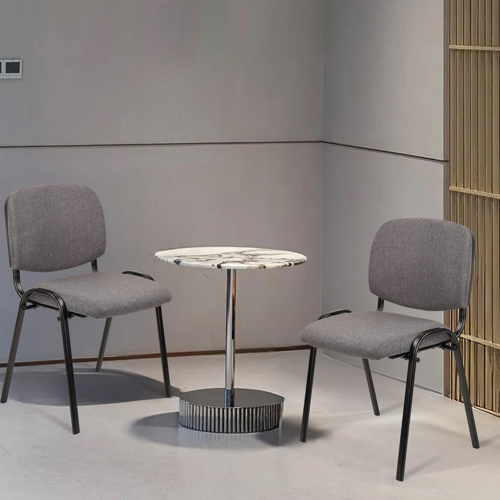Clatina Stackable Waiting Room Chairs, Cloth Fabric Guest Reception Chair with Upholstered Thickene Seat and Back Support, Stacking Chair Metal