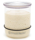 Brod & Taylor Small Sourdough Starter Jar (12oz) Less Discard Waste, 100% Dishwasher Safe, Measurement Markings, and Height Marker (Durable Glass Jar, BPA-Free)