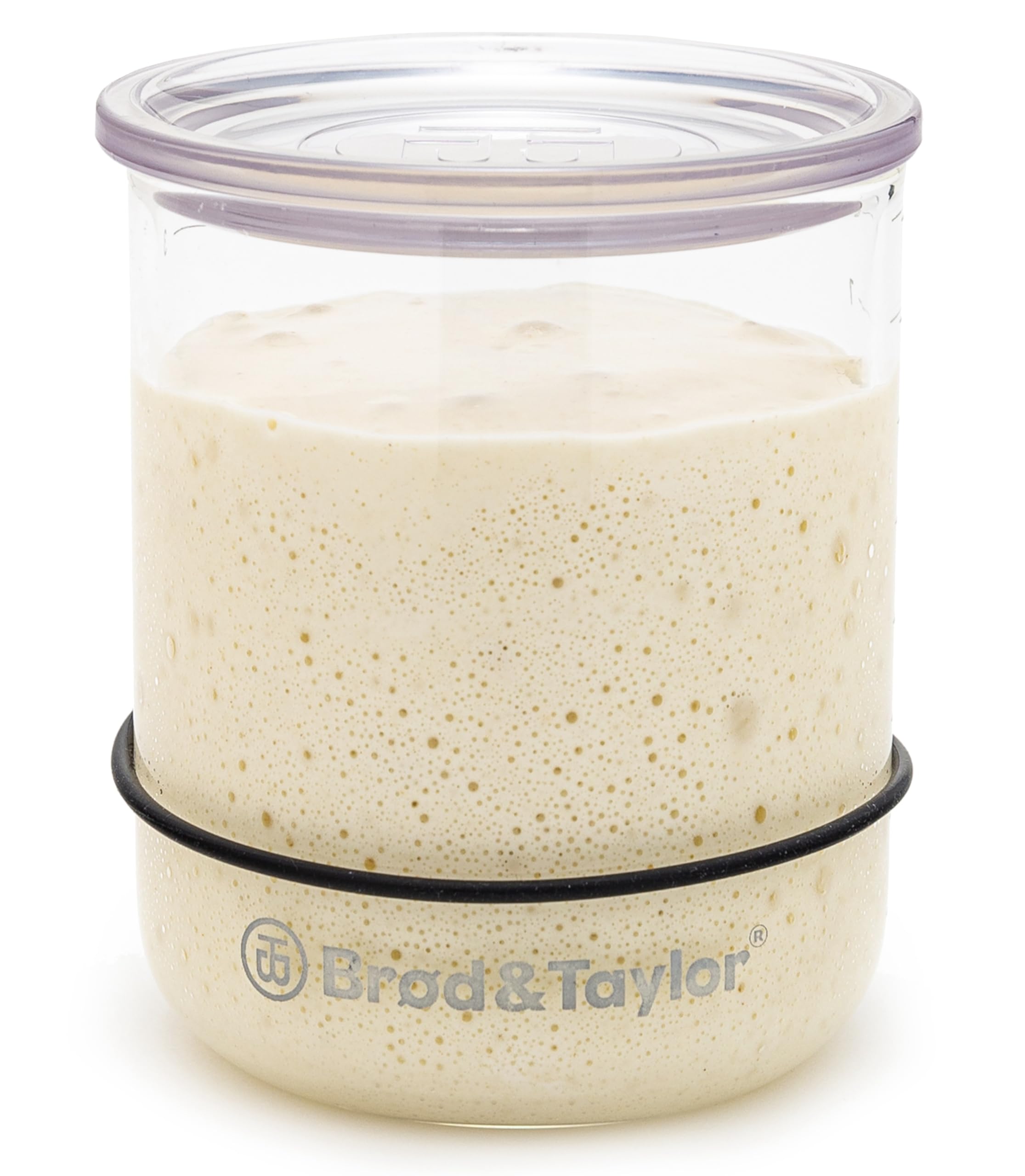 Brod & Taylor Small Sourdough Starter Jar (12oz) Less Discard Waste, 100% Dishwasher Safe, Measurement Markings, and Height Marker (Durable Glass Jar, BPA-Free)