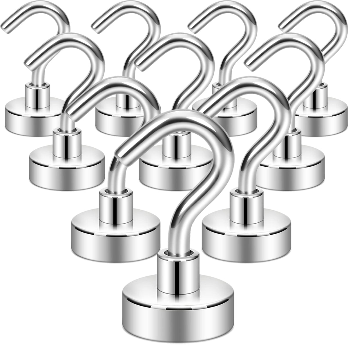 Neosmuk Magnetic Hooks, Heavy Duty 30lb+ Strong Magnet Hook for Cruise Cabins, Cruise Essentials 2026 for Hanging, Metal Wall Refrigerator Hangers (Silver White, 10 Pack)