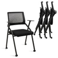 Clatina Stackable Foldable Conference Room Chairs with Wheels, Portable Padded Office Desk Chair with Lumbar Support and Armrest for Training
