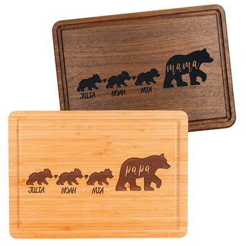 Personalized Mama Bear Cutting Board with Kids Names | Custom Engraved Cutting Board | Kitchen Gift for Mothers Day, Birthday, Christmas for Mom, Wife, Grandma