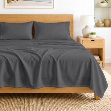 SGI bedding 100% Egyptian Cotton Sheets California King Size – 600 Thread Count Sheets Set, Soft, Cooling, 15" Deep Pocket, Luxury Hotel Bedding, Breathable, Durable - Dark Gray