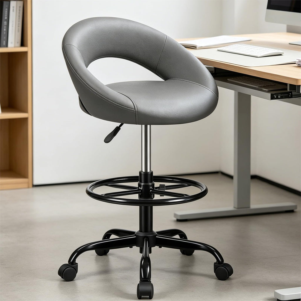Stella Mia Drafting Chair for Standing Desk, Counter Height Rolling Stool, 1 Pack, Grey