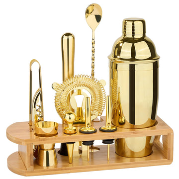 Wukuna Cocktail Shaker Set Bartender Kit, 12-Pcs Bar Tool with Bamboo Stand