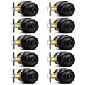 Sopoby Privacy Door Knob, 10 Pack Matte Black Round Keyless Doorknobs Interior/Exterior Lockset, Privacy Locking Door Knobs for Bedroom/Bathroom, Black Modern Design Door Hardware