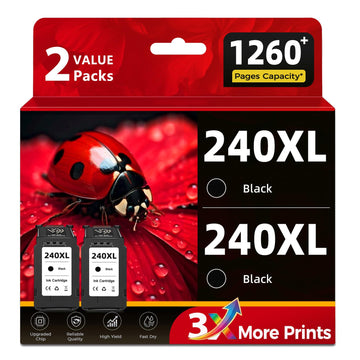 240 XL Black Ink Cartridges Compatible for Canon 240XL PG240 XL PG240XL Ink for MG3620 MG3600 TS5120 TS5100 MG3220 MG3520 MG2120 MX372 MX392 MX512 MX532 MX452 MX459 MX470 MX472 MX479 Printer (2 Pack)