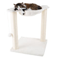 19-Inch Cat Scratching Post with Hammock ? Sisal Fabric and Carpet Small Cat Tree, Hanging Ball Toy for Adult Cats and Kittens by PETMAKER (White)