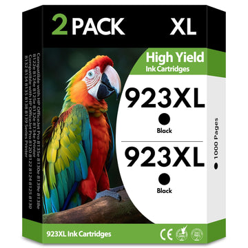923XL Black Ink Cartridges 2 Pack High Yield Replacement for HP 923 923e 923XL, Compatible with HP OfficeJet Pro 8130e 8135e 8139e 8138e 8122e 8120 8124e 8125e 8130 8132e 8134e Printers
