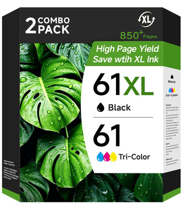 61XL Ink Cartridge Combo Pack Replacement for HP Ink 61 61XL for HP 61 Work with HP Envy 4500 5530 4501 4502 DeskJet 1000 1010 1510 2050 2510 2540 OfficeJet 2620 4630 Printer (1 Black, 1 Tri-Color)