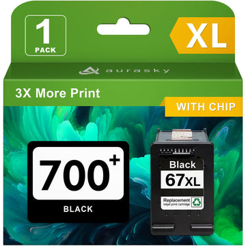 67XL Black Ink Cartridge Compatible for HP Ink 67 XL Black Printer Ink Cartridge Work for DeskJet 2700 2700e 2755e 2800 2855e 4155e 4255e 2852e Envy 6055e 6000 6455e (1 Black)