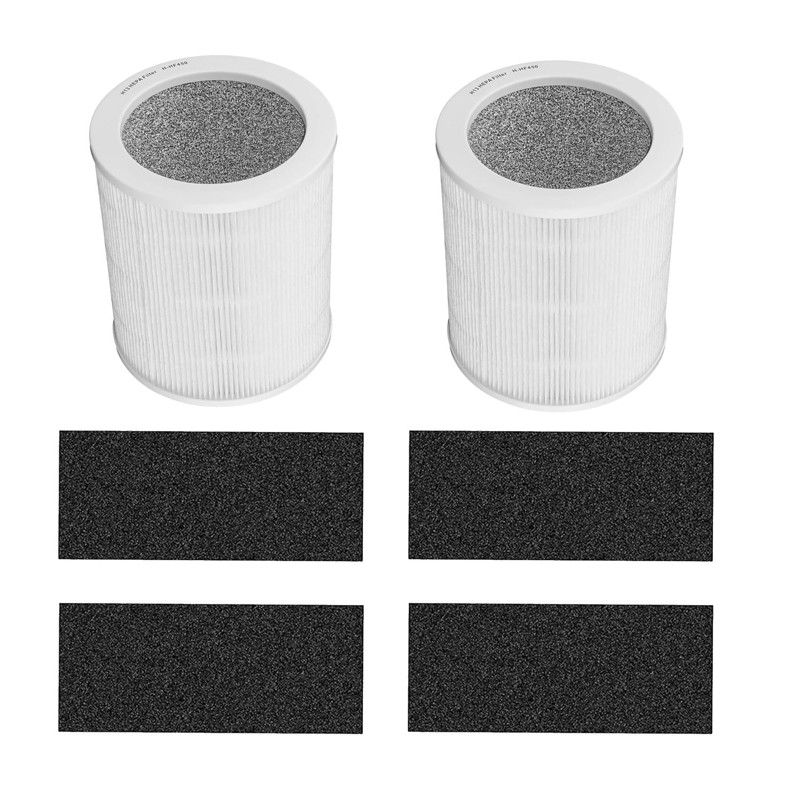 HP450 Filter Replacement For Hunter HP450UV / H-HF450-VP Cylindrical Tower Air Purifie, 2 H13 True H-EPA Filter + 4 x Activated carbon, used for Kitchen,Living Room,Bedroom,Office