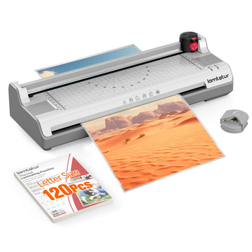 Laminator Machine 13Inch Wide with 120 Letter Size Laminating Sheets for A3/A4/A6,11X17 Thermal Hot&Cold 2 Roller Laminated 3-5Mil with Paper Cutter, Corner Rounder for Office Home School Teacher Use