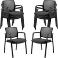 Clatina No Wheels Conference Room Chairs Set of 8, Stackable Office Guest Reception Chair with Armrests, Mesh Back Waiting Room Chairs for