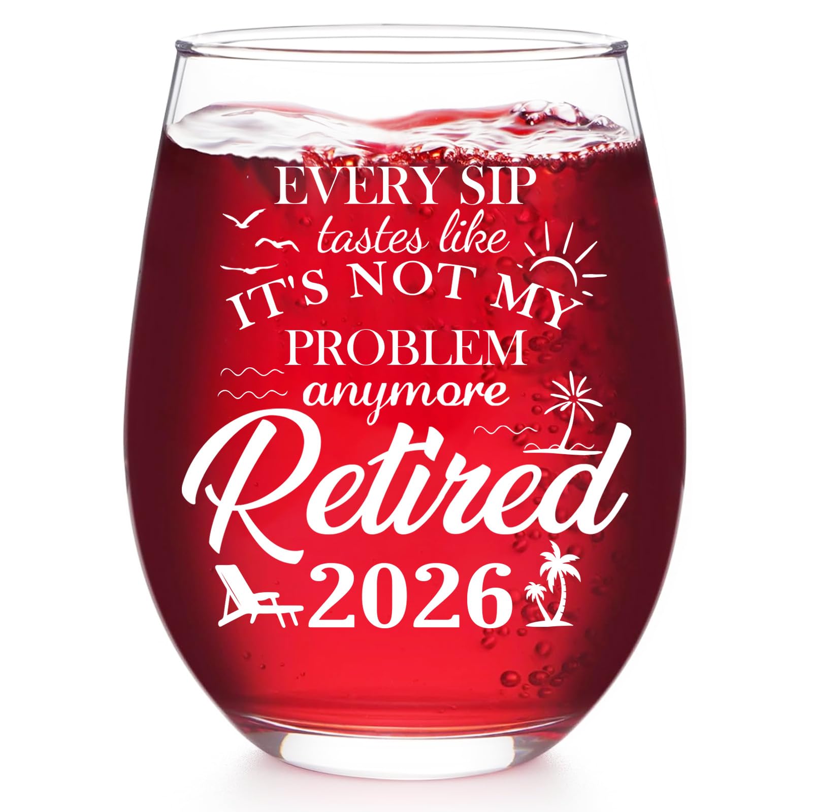 Retirement Gift for Woman & Men 2026 - Funny Retirement Gifts for Women with "Not My Problem Anymore", Farewell Goodbye Gifts for Coworkers, Boss, Friend, Teacher or Mom - 19OZ Stemless Wine Glass