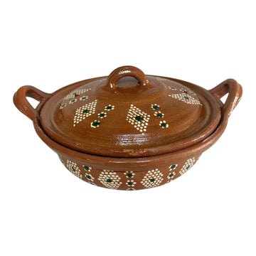 Mexican Barro Clay Pot – Handmade Consuela Cookware for Soup, Beans & Stews – Traditional Clay Stock Pot or Wide Pan Variation (Short)