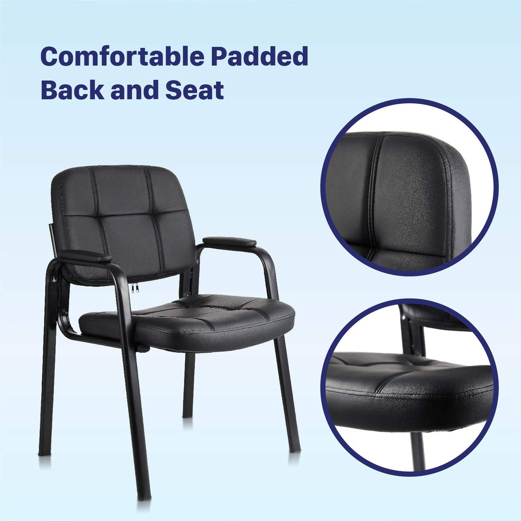 Clatina Classic Reception Chair with Padded Armrests and Sturdy Steel Frame, Ergonomic Guest Chair for Office Conference Waiting Meeting Room,